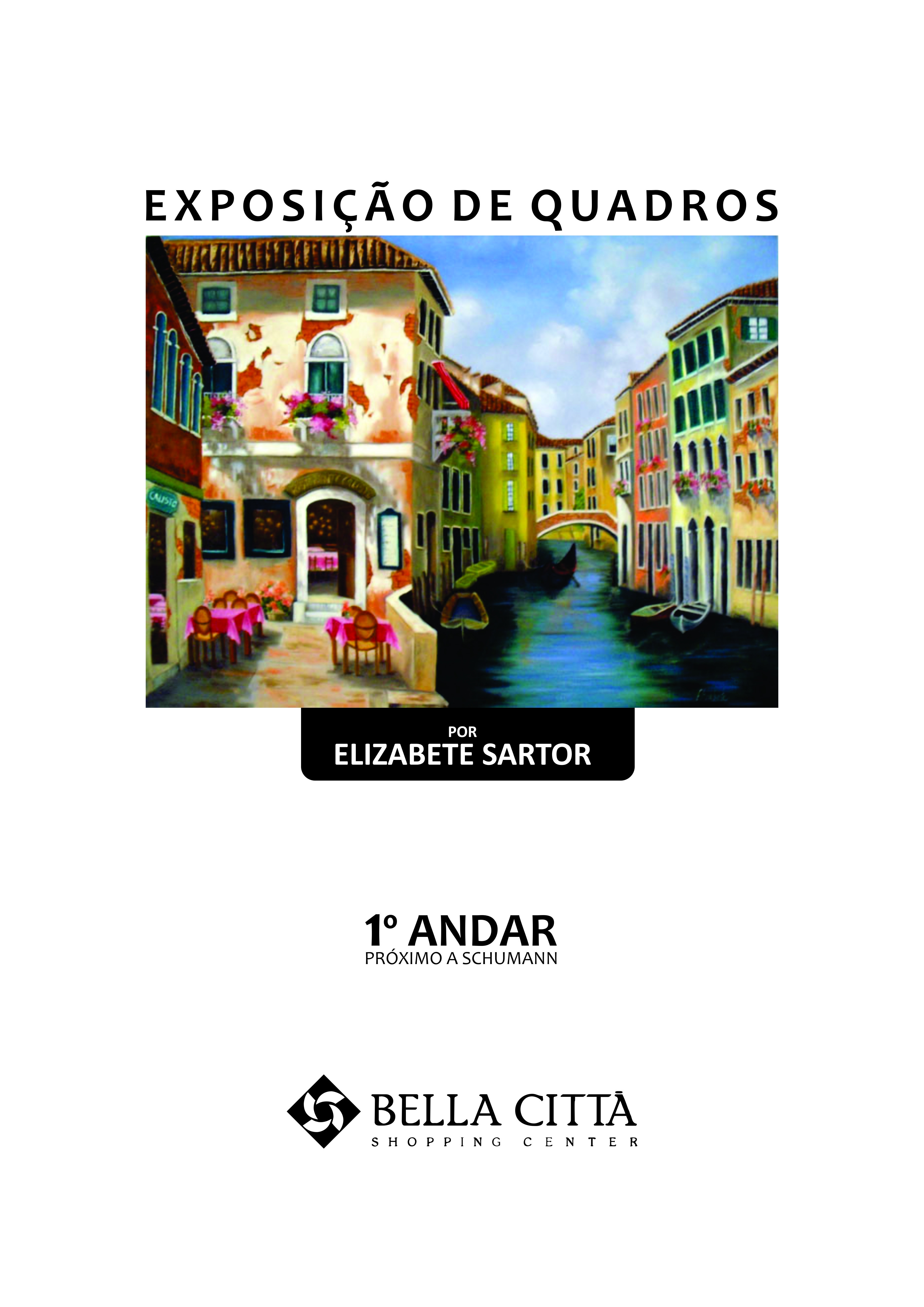 Pinturas em tela em exposição no Bella Città Shopping