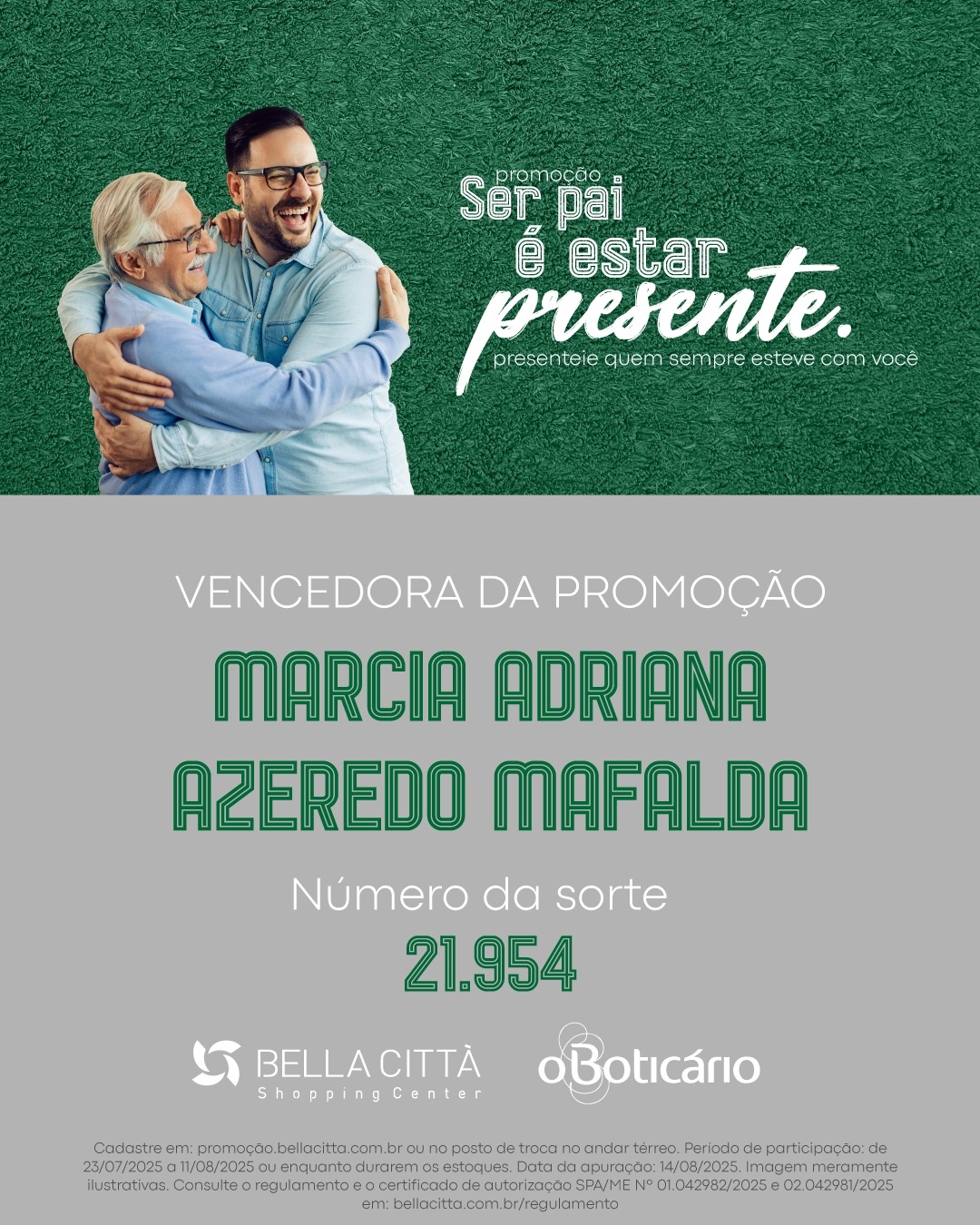 Cliente do Bella Città ganha vale-compras de R$ 5.000