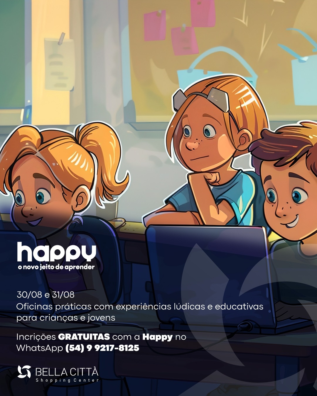 Happy oferece oficinas gratuitas no Bella Città Shopping